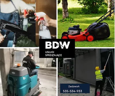 Firma Sprzątająca BDW - Kompleksowe usługi sprzątania terenów wewnątrz budynków oraz dbanie o teren zewnętrzny.